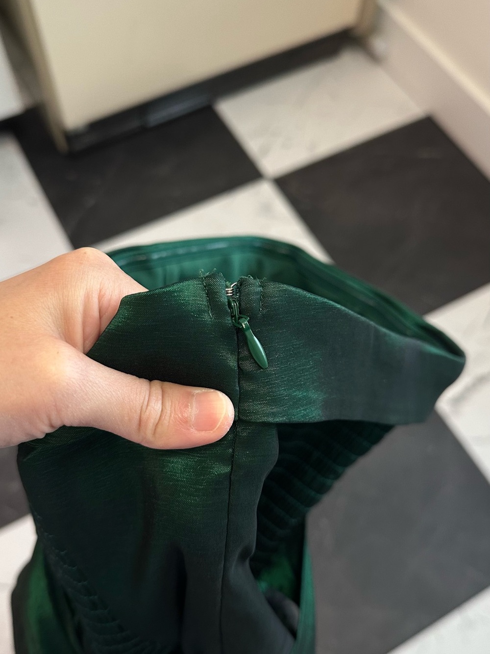 Altar'd State Strapless Dark Emerald Satin Party Dress - Picture 7 of 8